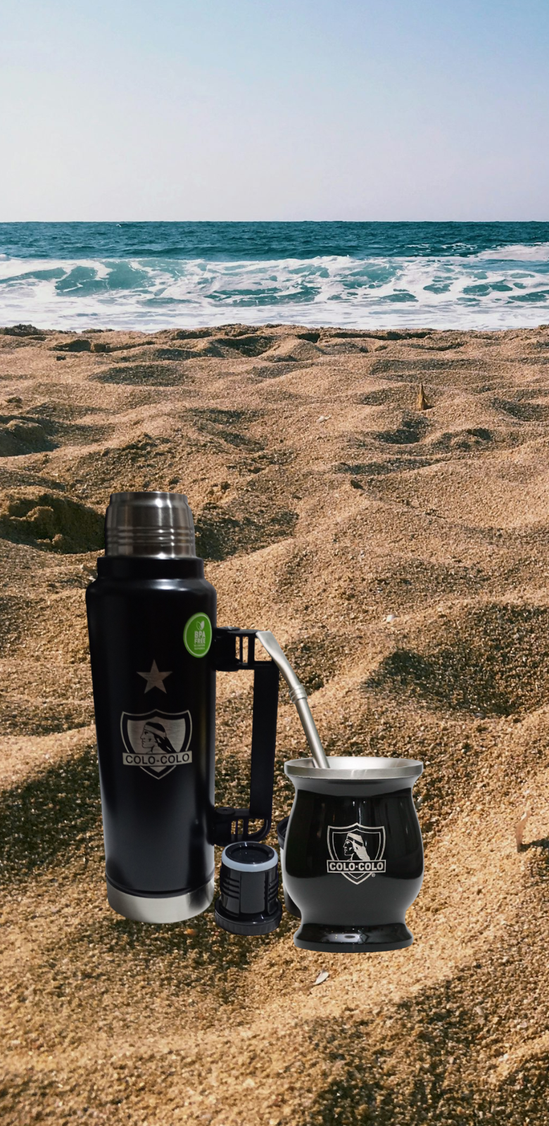 Termo de 1.5 Litros Mas Mate de Acero de Colo Colo